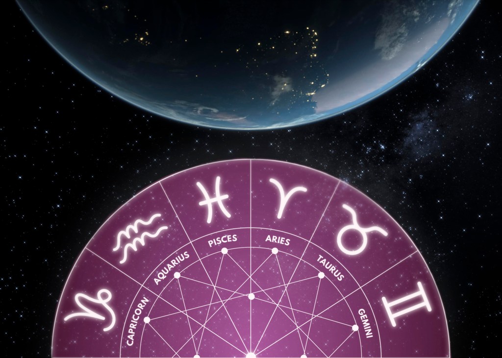 Astrology and numerology concept with planet earth